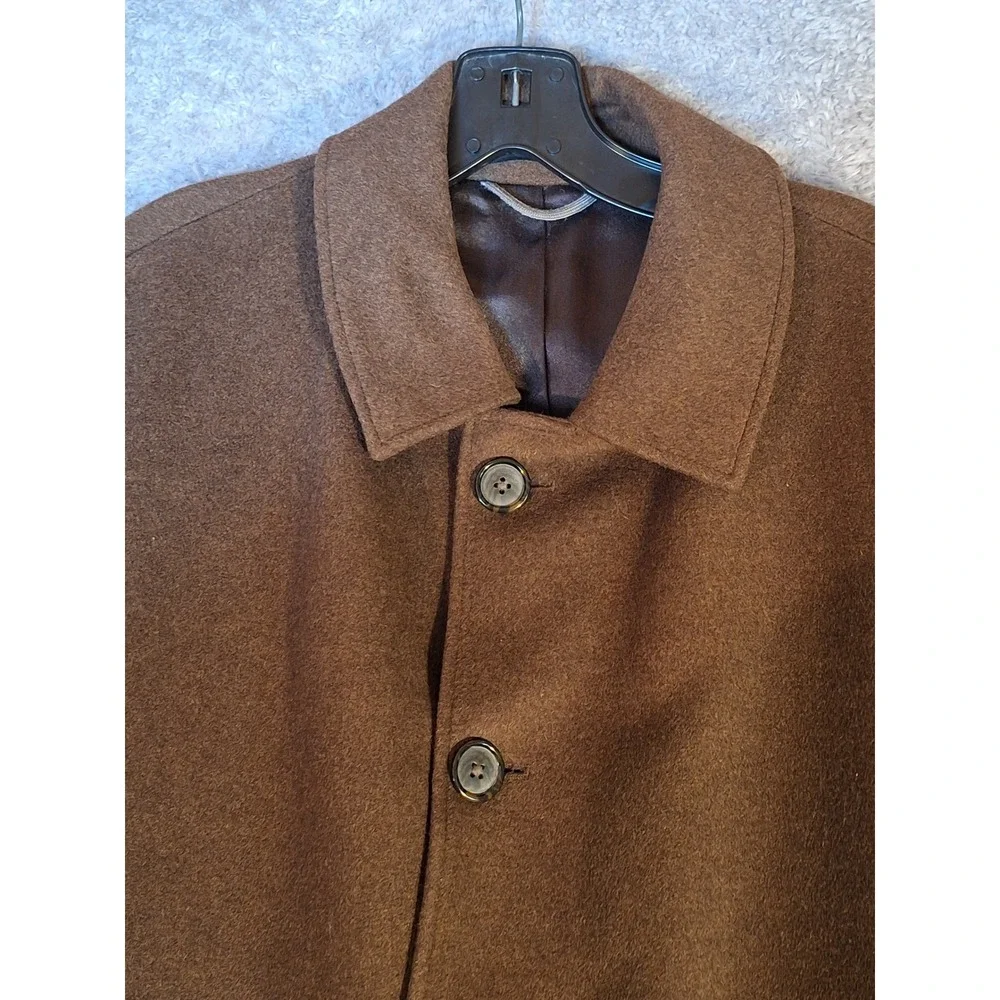 Jones New York Mens Coat Overcoat 42S Brown 100% Wool 48825Z Double Breasted